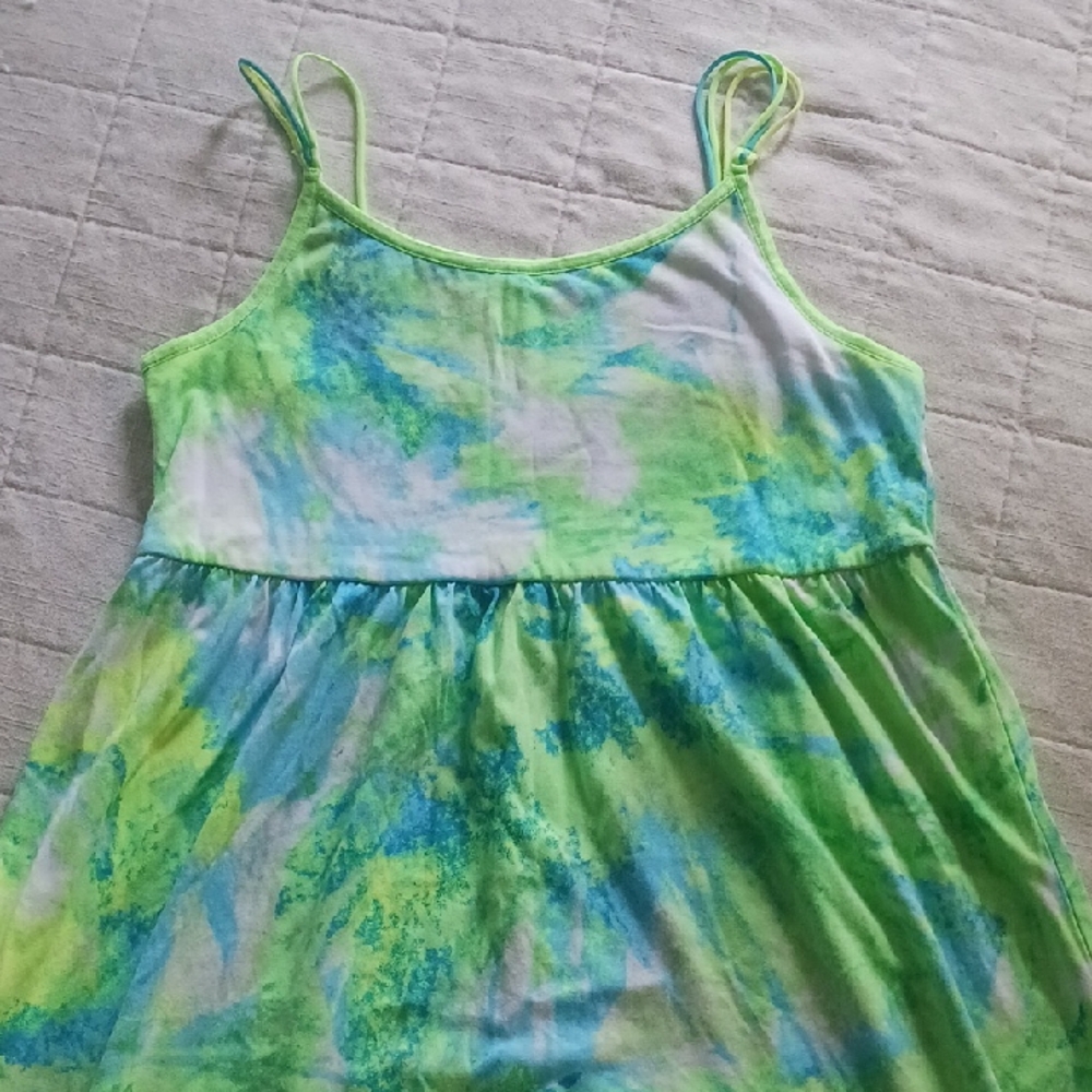 SO Green and Blue Tie-Dye Dress